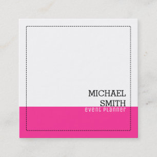 Carte De Visite Carré Professionnel Minimaliste Moderne Blanc Hot Pink