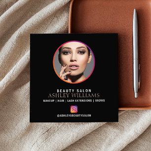 Carte De Visite Carré Profil Instagram Code QR noir et blanc simple