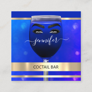 Carte De Visite Carré Pub Coctail Bar à Vins Boissons Restaurant Blue Q