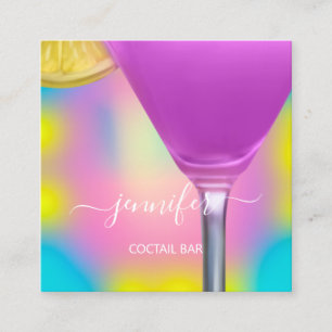 Carte De Visite Carré Pub Dracks Bar Restaurant Logo Lounge Logo Pink