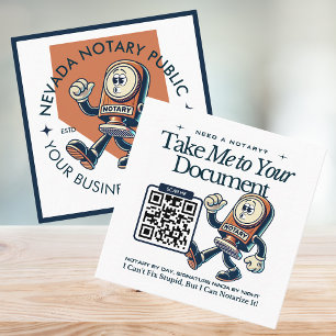 Carte De Visite Carré Publique Notaire du Nevada avec QR Code Fun Profes