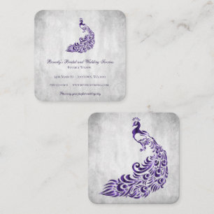 Carte De Visite Carré Purple Peacock Mariage et services nuptiaux