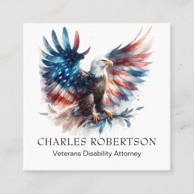 Carte De Visite Carré *~* QR American Flag Bald Eagle AP16 Peace (Devant)