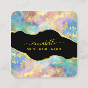 Carte De Visite Carré *~* QR - AP26 OPAL Rainbow Gold Parties scintillan