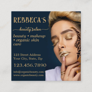 Carte De Visite Carré QR Code Beauty Salon Photo Business