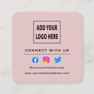 Carte De Visite Carré QR Code Blush Pink Suivre L'Analyse Pour Se Connec