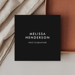 Carte De Visite Carré QR Code élégant professionnel noir