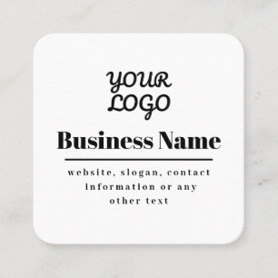 Carte De Visite Carré QR Code et votre logo Retro-moderne blanc et noir