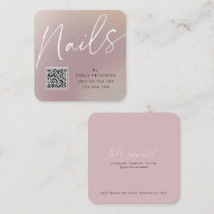 Carte De Visite Carré QR code moderne chic clous design 
