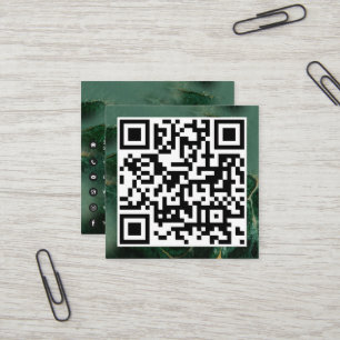 Carte De Visite Carré QR Code Moderne Minimaliste Business Emerald Green