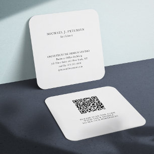 Carte De Visite Carré QR CODE simple minimaliste modèle professionnel