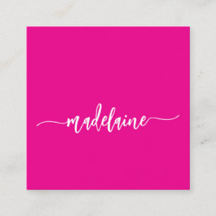 Carte De Visite Carré QR Code Socials Personal Pink Elegant