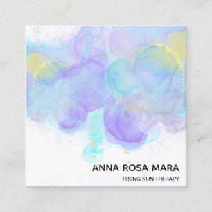 Carte De Visite Carré ** QR Ethérée. Logo de Parties scintillant d'or AP