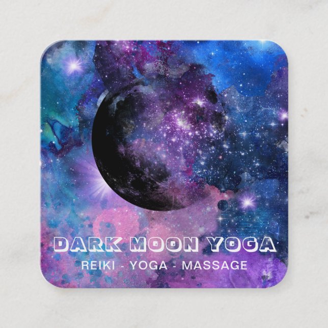 Carte De Visite Carré *~* QR Luna cosmique Étoiles Lune sombre Lune Lune (Devant)