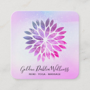 Carte De Visite Carré *~* QR Ombre Mandala Dahlia Pastel Blue Pink AP2