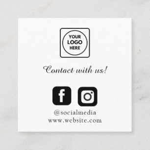 Carte De Visite Carré QR social   Connecter les liens Instagram Facebook