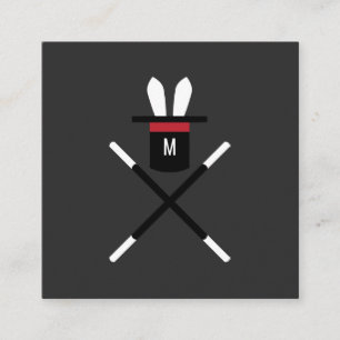 Carte De Visite Carré Rabbit dans un Casquette gris foncé et rouge monog