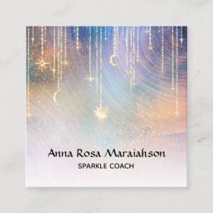 Carte De Visite Carré *~* Rainbow Gold Sparkle Moon Sun Celestial Stars