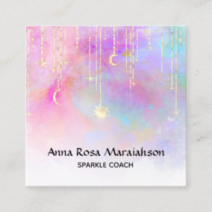 Carte De Visite Carré *~* Rainbow Gold Sparkle Parties scintillant Moon 