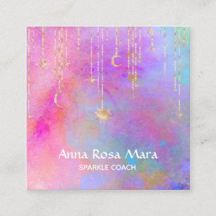 Carte De Visite Carré *~* Rainbow Gold Sparkle Parties scintillant Moon 
