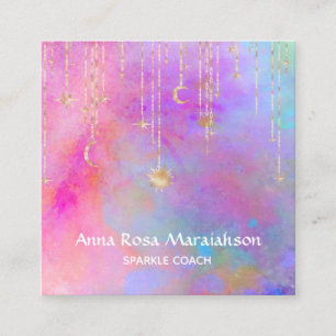 Carte De Visite Carré *~* Rainbow Gold Sparkle Parties scintillant Moon 