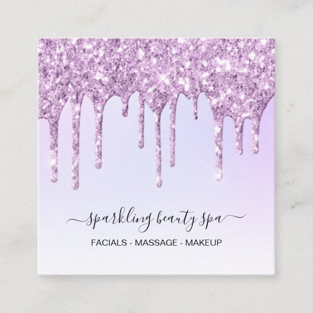 Carte De Visite Carré *~* Rainbow Pastel Magenta DriPARTIES SCINTILLANT  (Devant)