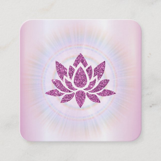 Carte De Visite Carré *~* Rayons Reiki Energy Healing Lotus MAGENTA (Devant)