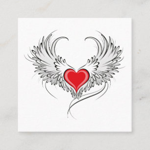 Carte De Visite Carré Red Angel Coeur avec ailes