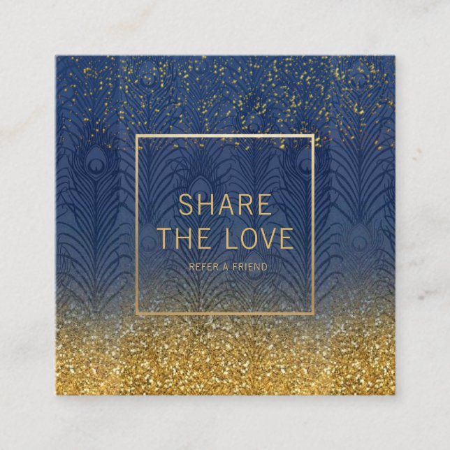 Carte De Visite Carré Référence de parties scintillantes d'or de plume (Devant)