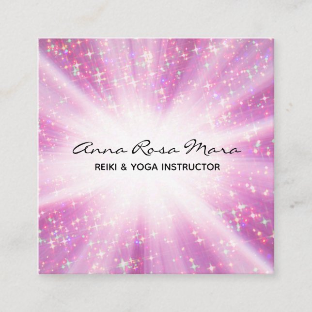 Carte De Visite Carré *~* Reiki Energy Healing Rays Light Worker Parties (Devant)
