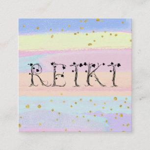 Carte De Visite Carré *~* REIKI Ivy Typography Pastel Stripes Parties sc