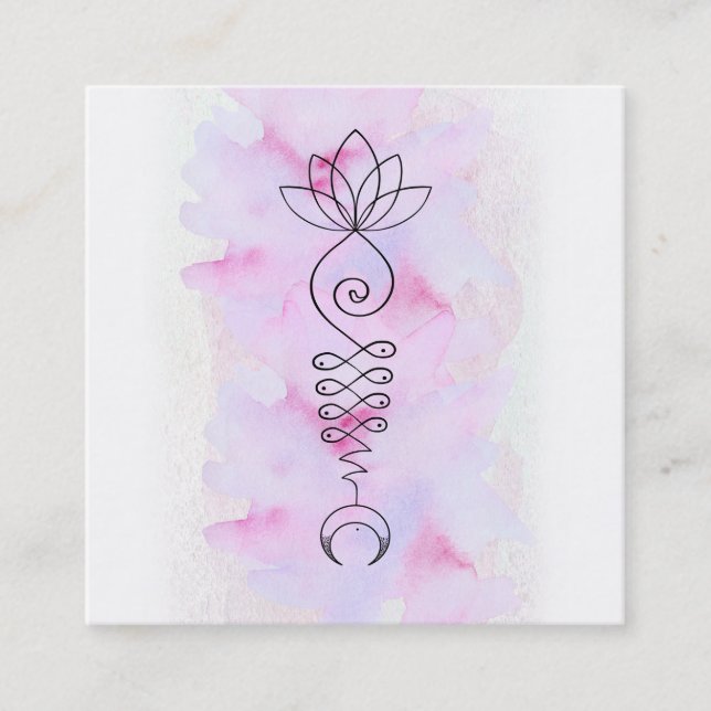 Carte De Visite Carré *~* Reiki Lotus Moon Energie Guérisseur Yoga Nirva (Devant)
