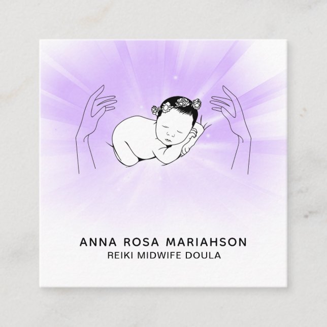Carte De Visite Carré *~* Reiki Midwife Coach Doula (Devant)