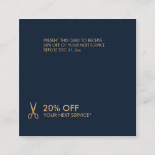 Carte De Visite Carré Remise minimaliste de coiffeur de ciseaux d'or