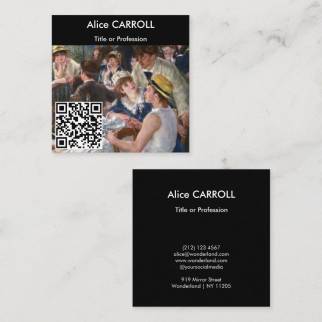 Carte De Visite Carré Renoir - Déjeuner de la fête nautique - Code QR (Devant / Derrière)