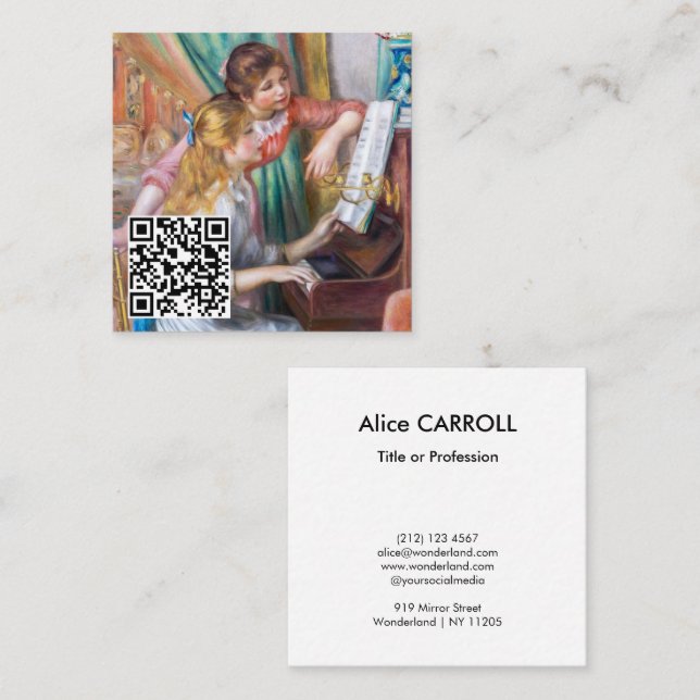 Carte De Visite Carré Renoir - Jeunes filles au piano - QR Code (Devant / Derrière)