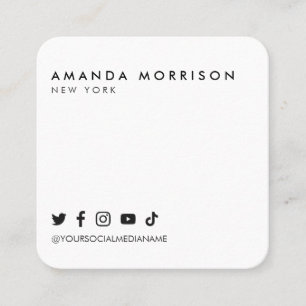 Carte De Visite Carré Réseau Social Professionnel Minimaliste Carré Blan