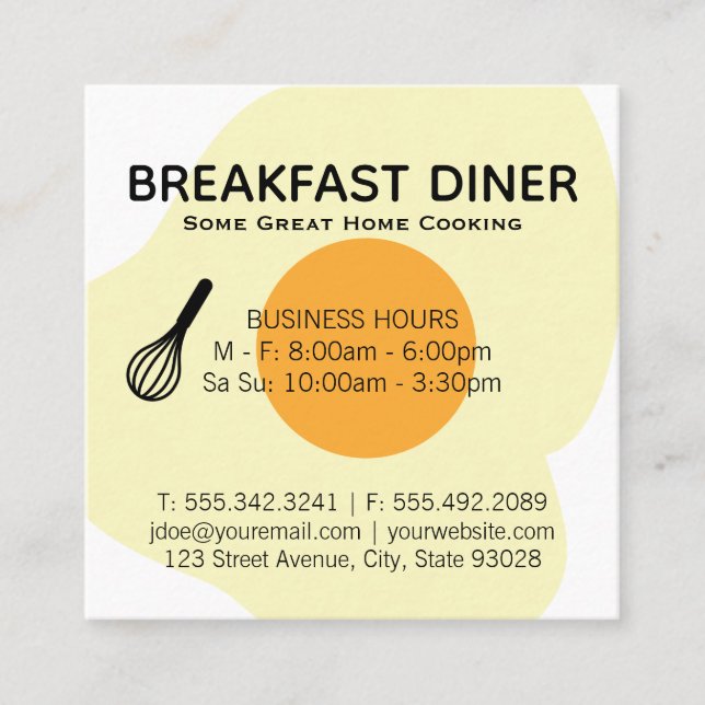 Carte De Visite Carré Restaurant de petit-déjeuner Whisk and Egg (Devant)
