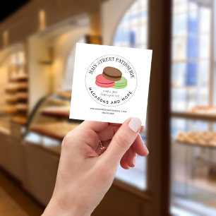 Carte De Visite Carré Restaurant Macarons boulangerie pâtisserie