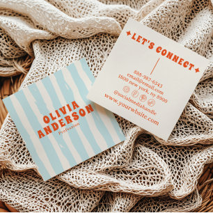 Carte De Visite Carré Retro Blue Bold 70's Boho Super unique tendance