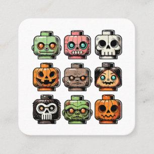 Carte De Visite Carré Retro Horror Bricks Head Horreur Halloween Masque