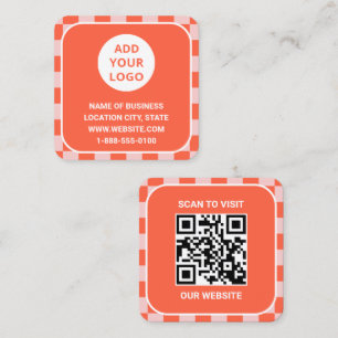Carte De Visite Carré Retro Orange Custom Logo et QR Code