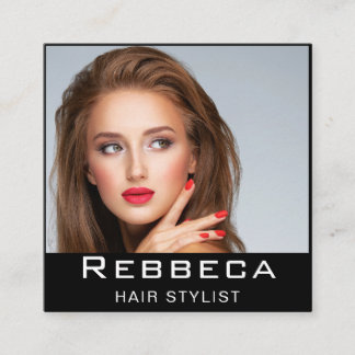 Carte De Visite Carré Retro Personalize Photo Hairdresser