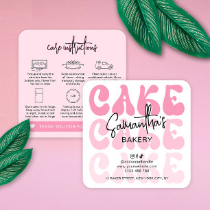 Carte De Visite Carré Retro Pink tendance Instructions pour la prise en 