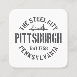 Carte De Visite Carré Retro Steel City Pittsburgh Pennsylvania Yinz vint