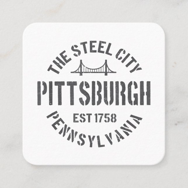 Carte De Visite Carré Retro Steel City Pittsburgh Pennsylvania Yinz vint (Devant)