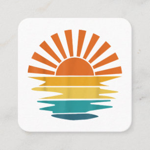Carte De Visite Carré Retro Sunset Rays Wavy Vintage Retro Sunshine Sun