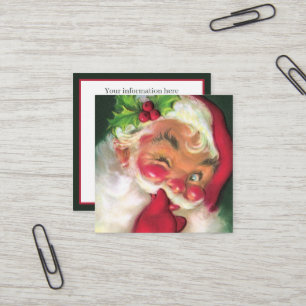 Carte De Visite Carré retro vintage Christmas Père Noël ajouter des info