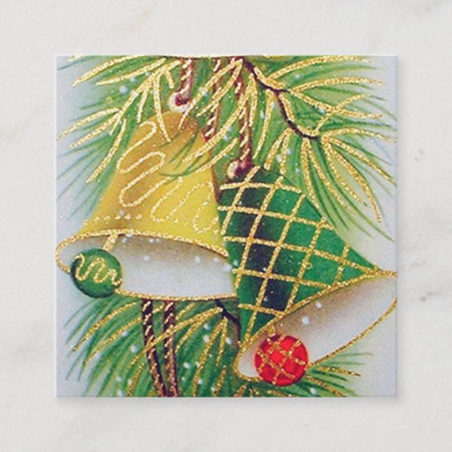 Carte De Visite Carré Rétros cloches de Noël vintages (Devant)