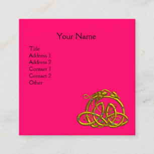 Carte De Visite Carré ROBE EN CELTIQUE D'OR HYPER DRAGON, Pink Fuchsia N